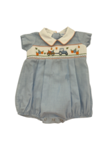 Lulu Bebe LLC Pumpkin Tractor Smocked Blue Boy Bubble