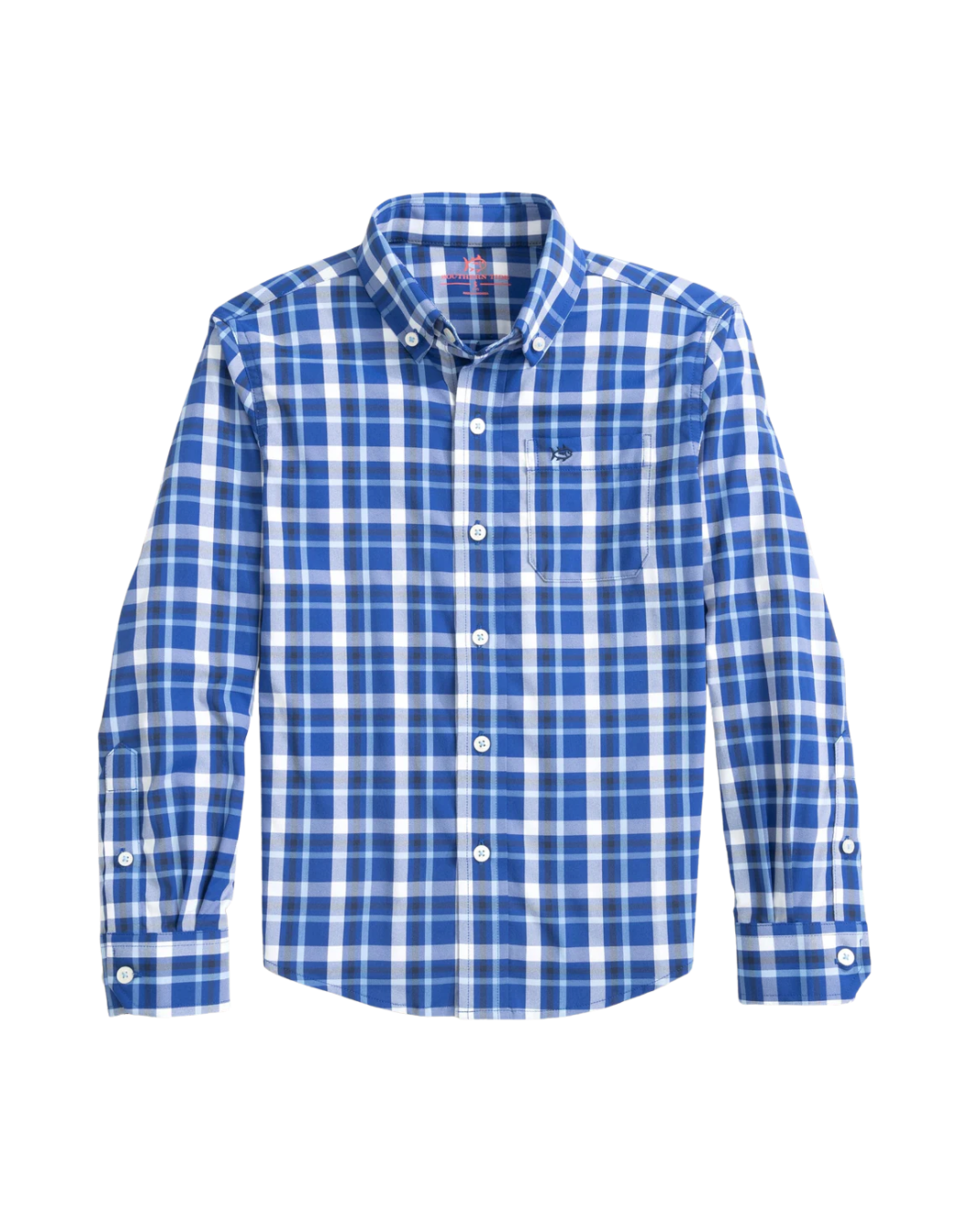 Southern Tide River Ridge Plaid Sportshirt - Surf Blue