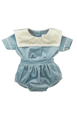 Lulu Bebe LLC William Ice Blue Velvet Square Collar Bubble