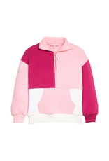 Bisby Colorblock Pullover, Pink & Cranberry Quilted Trellis