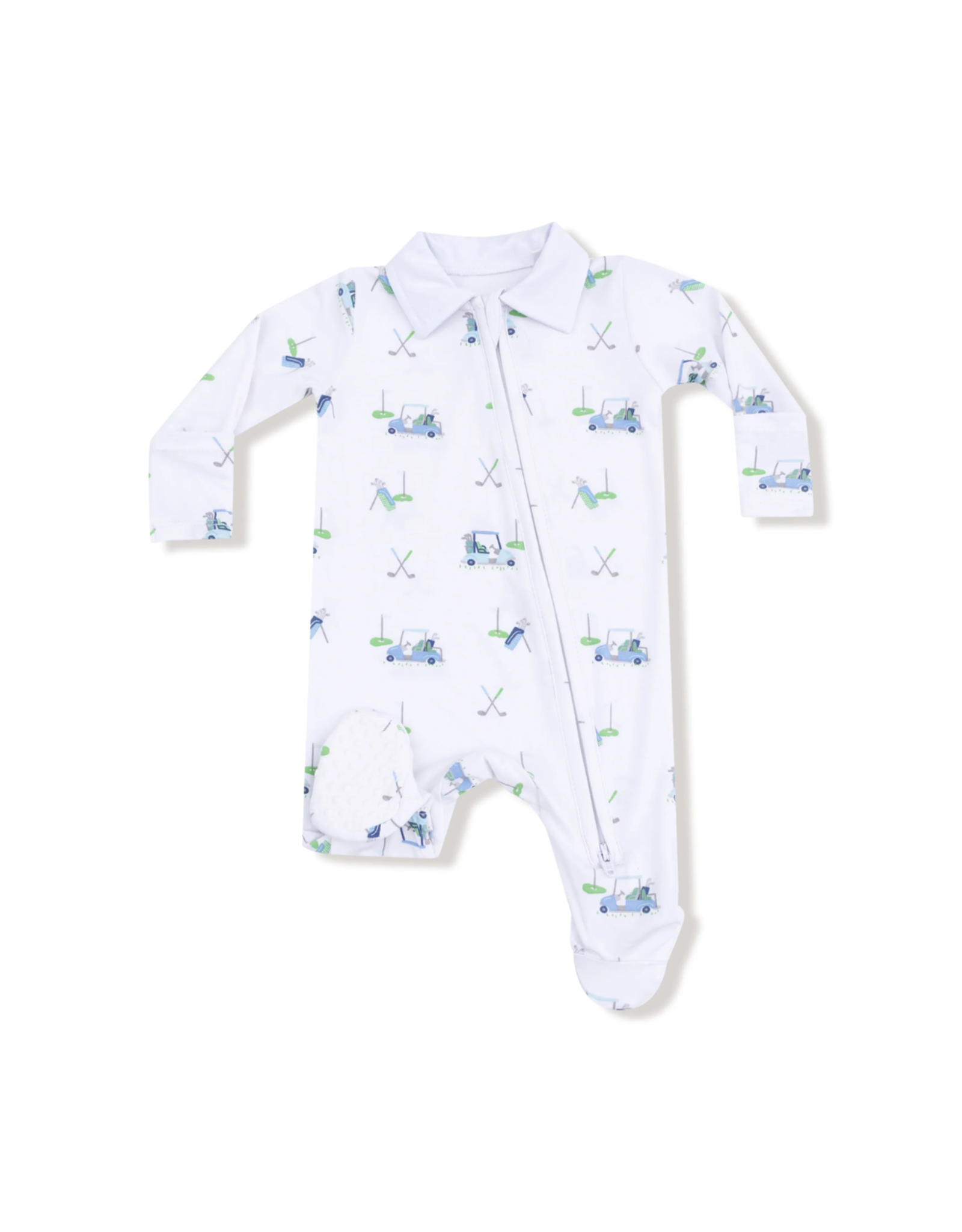 Angel Dear Baby Golf Carts Blue Polo 2 Way Zipper Footie