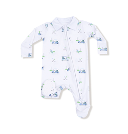 Angel Dear Baby Golf Carts Blue Polo 2 Way Zipper Footie