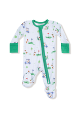 Angel Dear Dog Gone Gold Blue- 2 Way Zip Footie