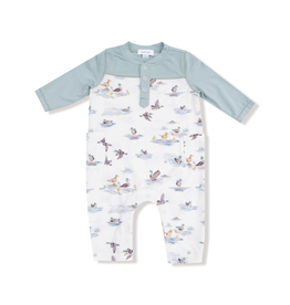 Angel Dear Migrating Mallards Romper With Contrast Sleeves