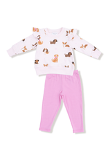Angel Dear Best Friend Dogs French Terry Pink Ruffle Set