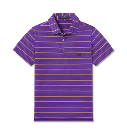 Southern Marsh Gridiron Stripe Performance Polo Purple/Yellow