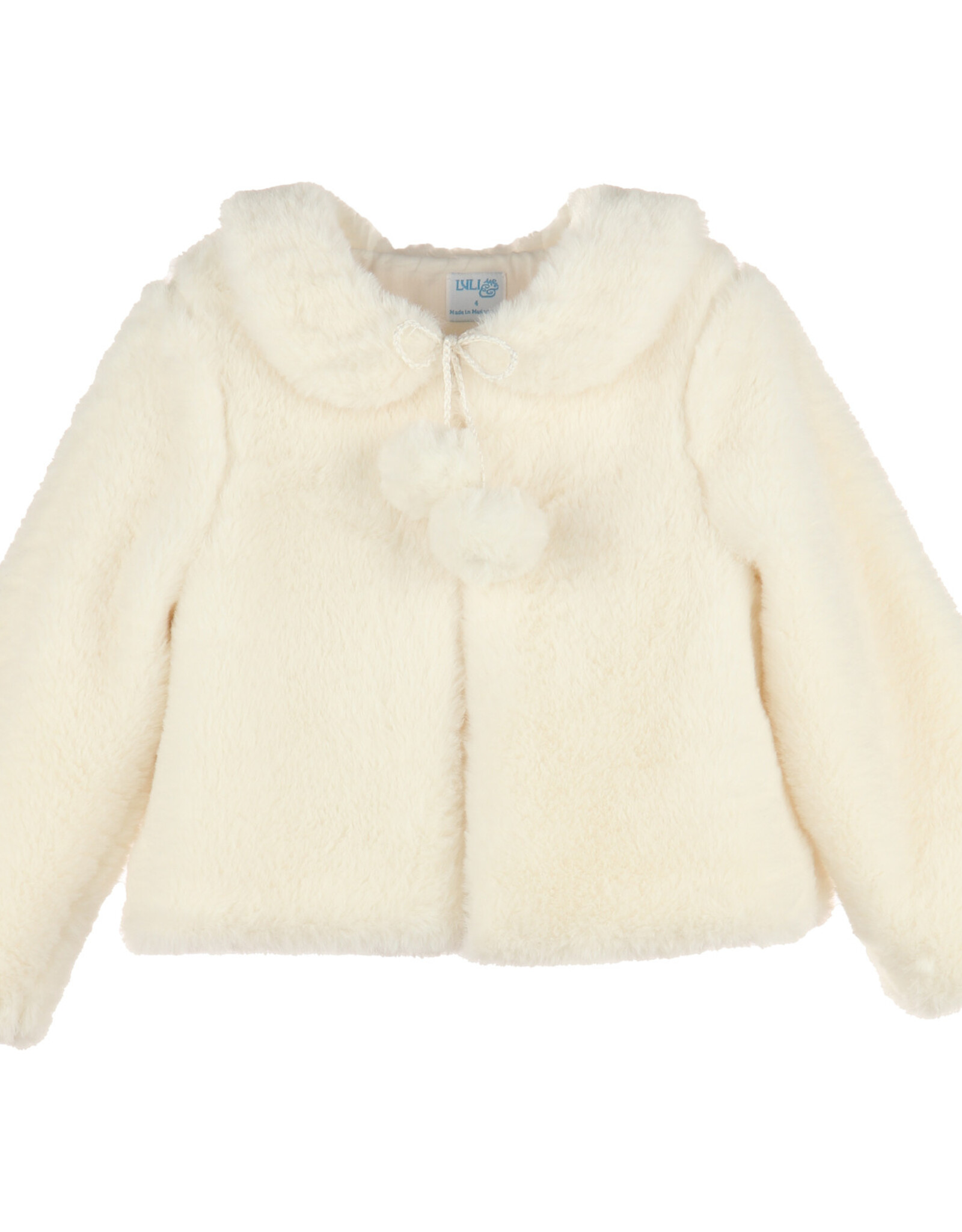 Luli & Me Cozy Fuzzy Coat, Ivory