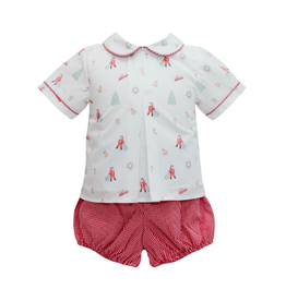 Krewe Kids Cheery Christmas Pleat Boy Short Set