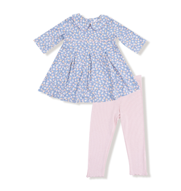 Angel Dear Country Calico Box Pleast Dress With Leggings