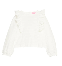 Bisby Ruffle Blouse, White Scallop