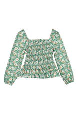 Bisby Long Sleeve India Top, Greenwich Garden Green