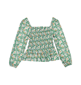 Bisby Long Sleeve India Top, Greenwich Garden Green