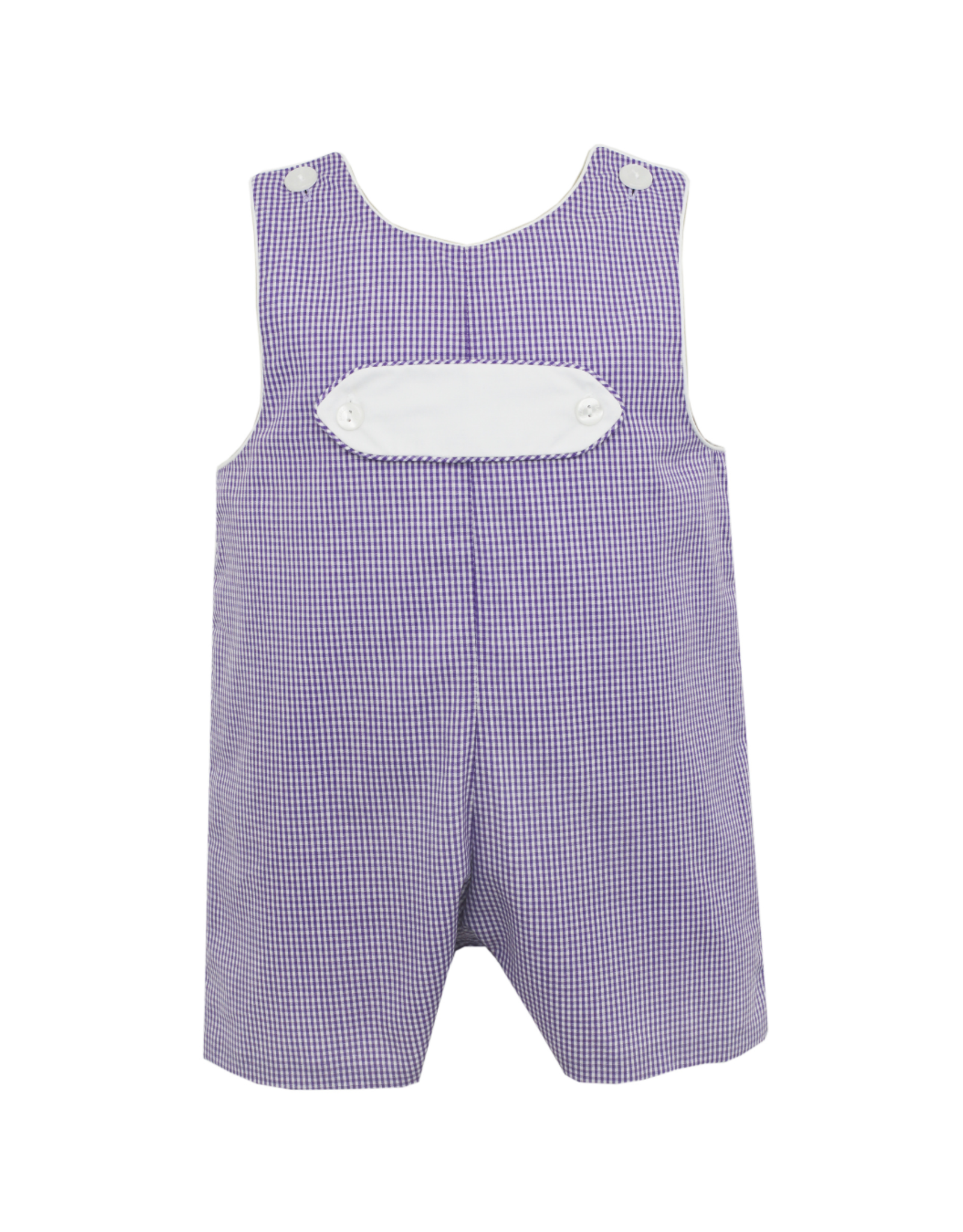 Petit Bebe Purple Gingham Jon Jon with Tab