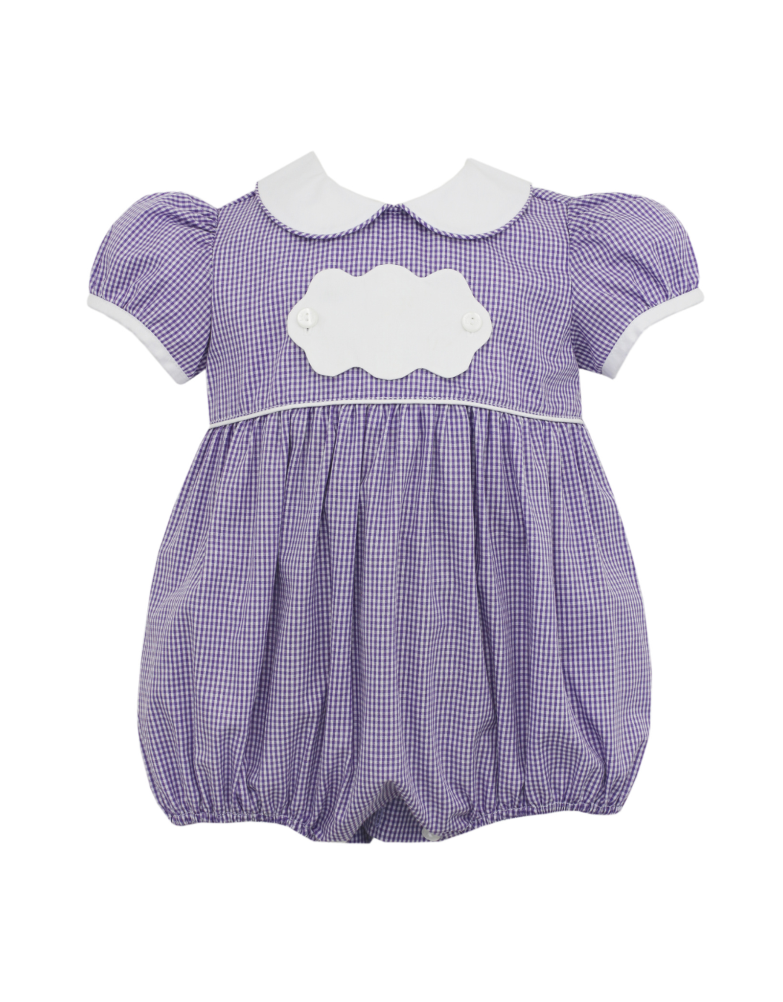 Petit Bebe Purple Gingham Bubble with Scallop Tab