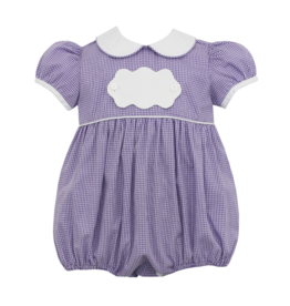 Petit Bebe Purple Gingham Bubble with Scallop Tab