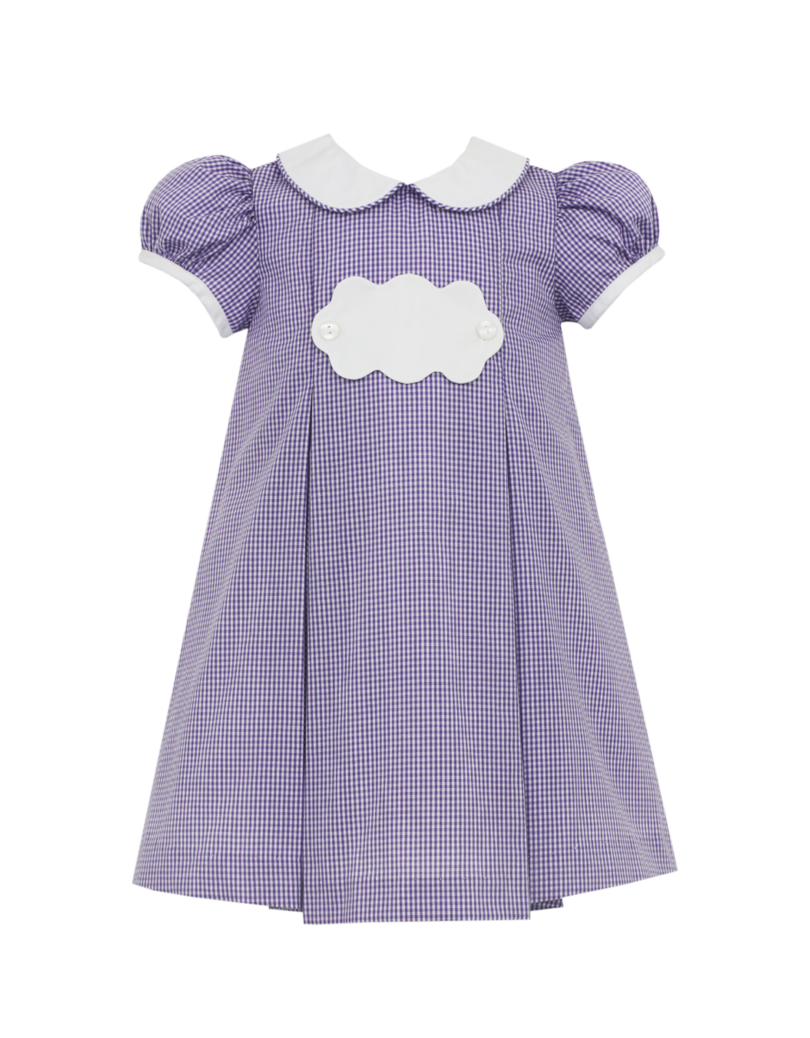 Petit Bebe Purple Gingham Float Dress with Scallop Tab