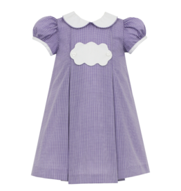 Petit Bebe Purple Gingham Float Dress with Scallop Tab