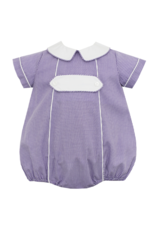 Petit Bebe Purple Gingham Boys Short Bubble w Tab