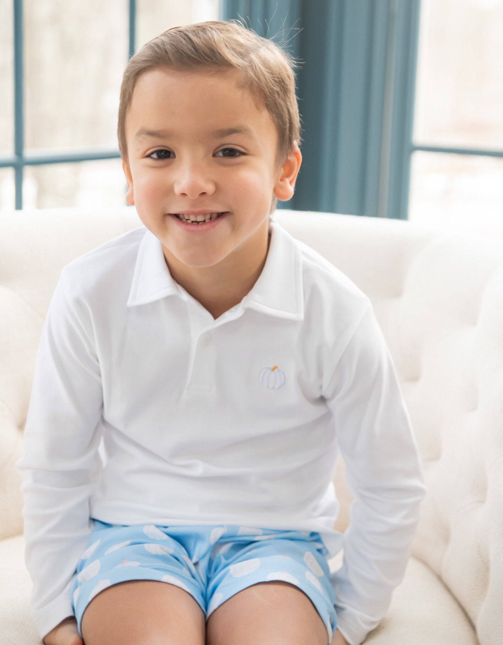 James and Lottie Conrad Knit Short Set, Blue Pumpkins