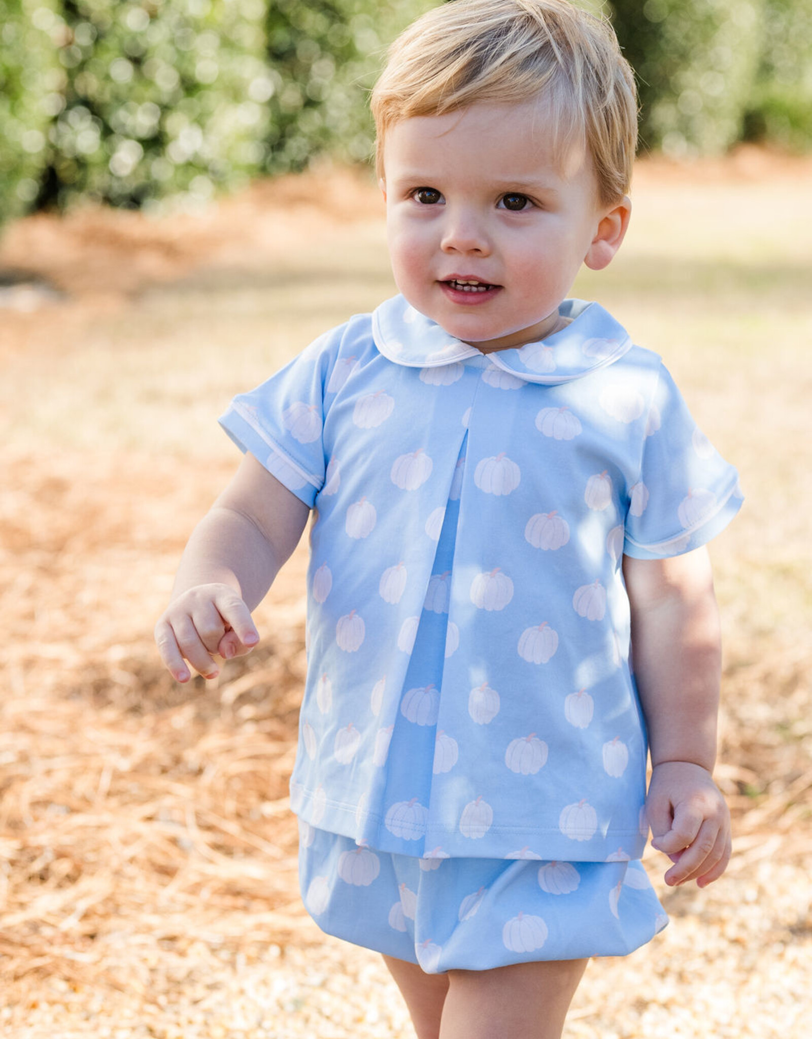 James and Lottie Rory Knit Diaper Set, Blue Pumpkins