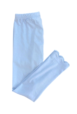 James and Lottie Blue Scallop Knit Leggings, Blue Bows