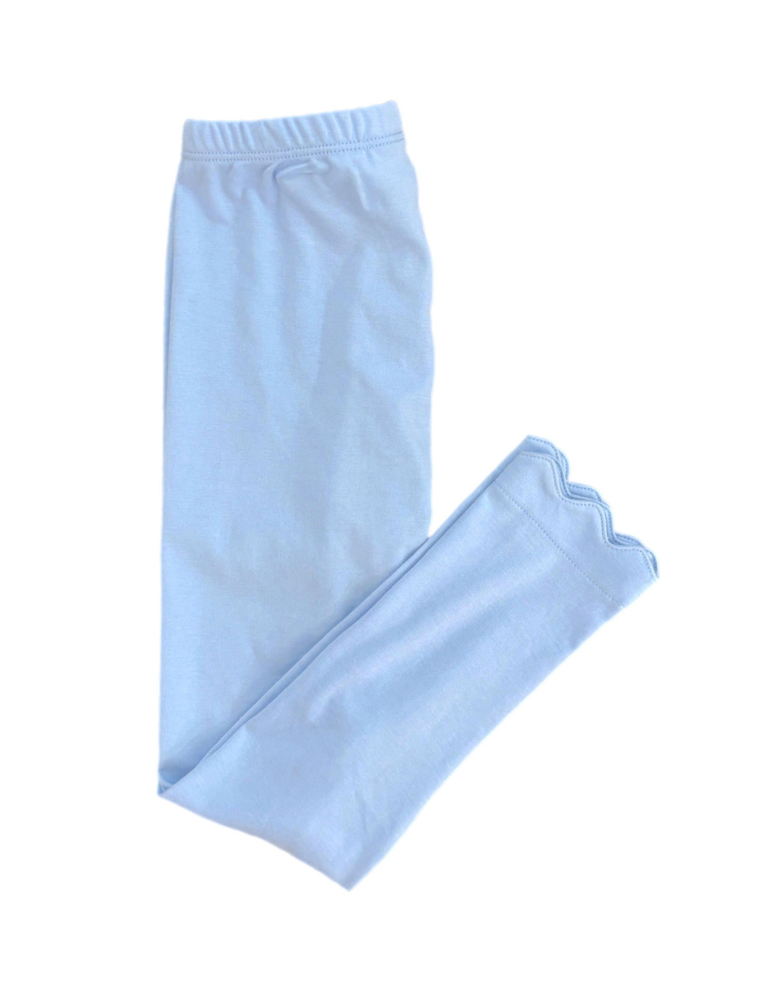 James and Lottie Blue Scallop Knit Leggings, Blue Bows