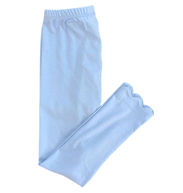 James and Lottie Blue Scallop Knit Leggings, Blue Bows