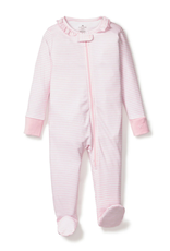 Petite Plume Pink Stripe Zip Pima Romper