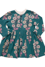 Pink Chicken Autumn Dress, Evergreen Buttercup Floral