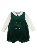 Luli & Me Deluxe Velvet Romper with Shirt, Green