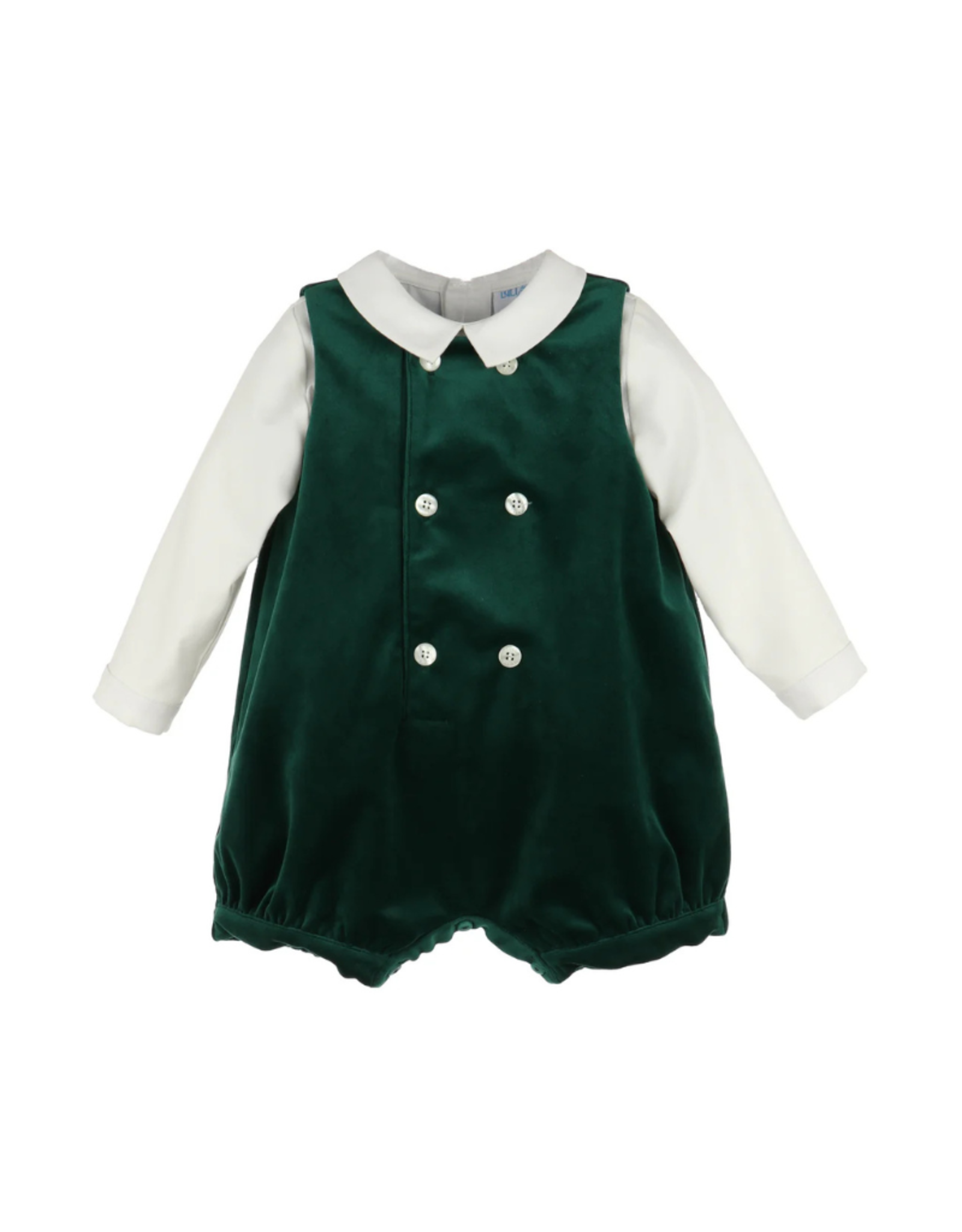 Luli & Me Deluxe Velvet Romper with Shirt, Green