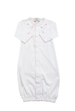 The Proper Peony White Pima Converter Gown with Pink Rosebuds