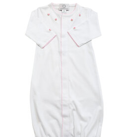 The Proper Peony White Pima Converter Gown with Pink Rosebuds