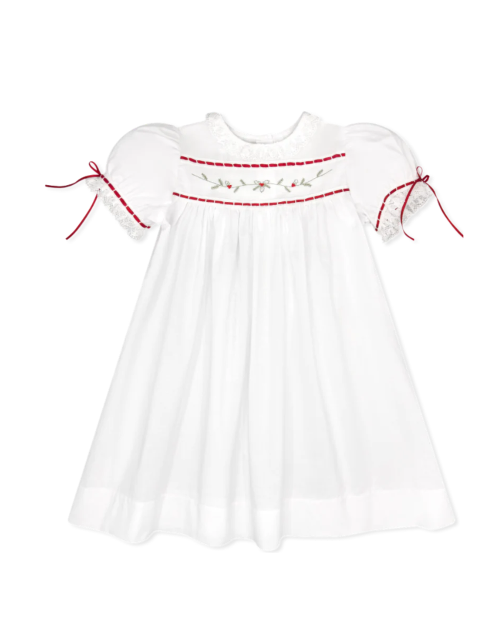 LullabySet Tiny Town Dress, White Holly