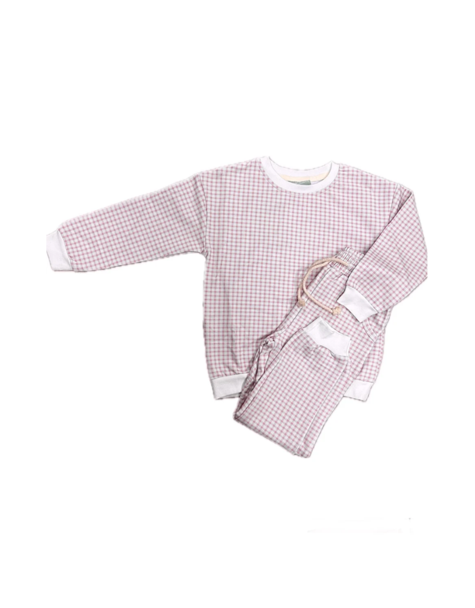 Sage and Lilly Pink Gingham Jogger Set