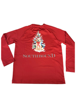SouthBound LS Red Performance Tee, Christmas Pup