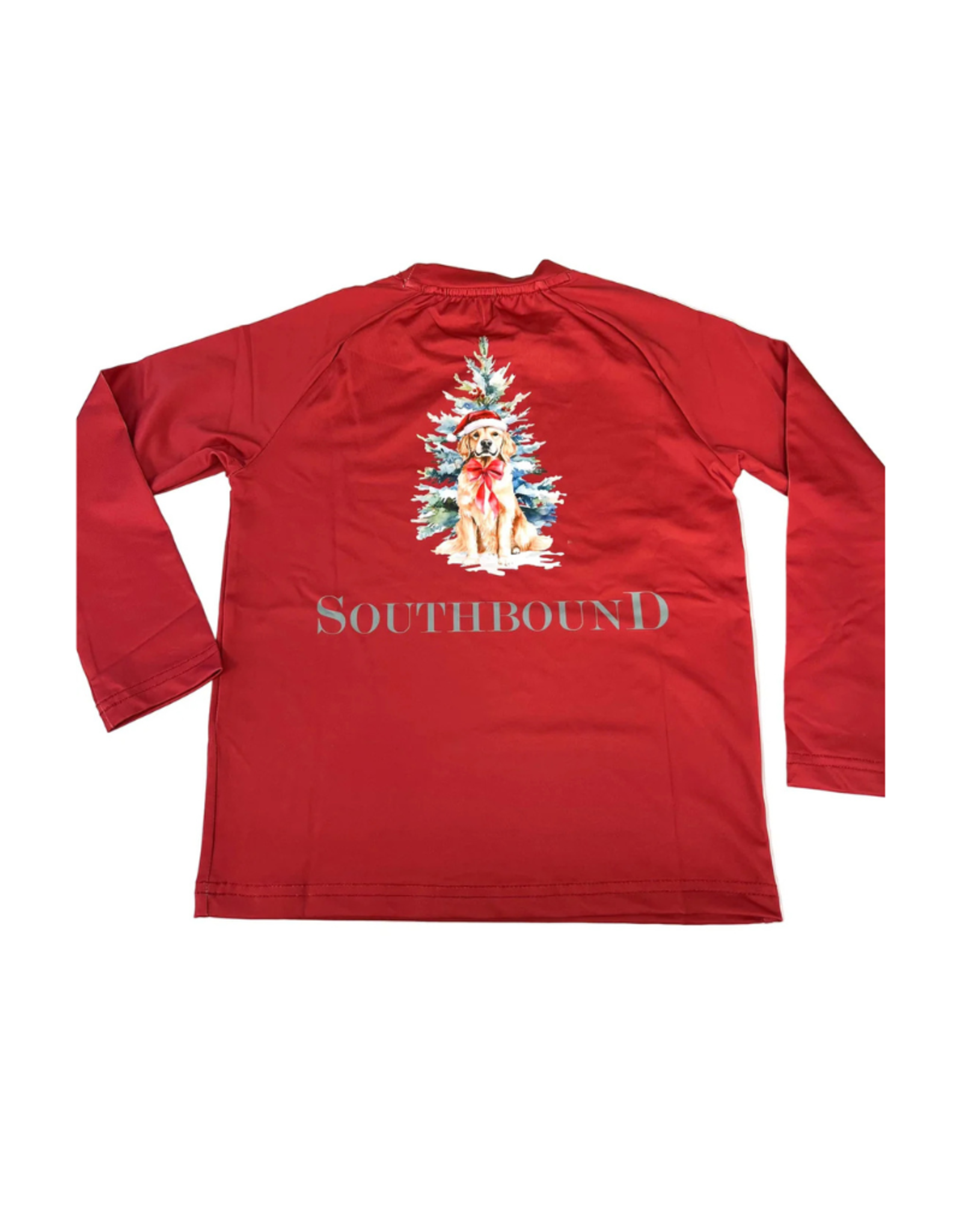 SouthBound LS Red Performance Tee, Christmas Pup
