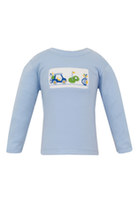 Anavini Light Blue Knit Boy's Golf LS T-shirt