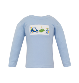 Anavini Light Blue Knit Boy's Golf LS T-shirt