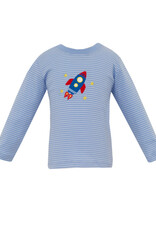 Claire and Charlie Blue Stripe Knit Shirt, Rocket