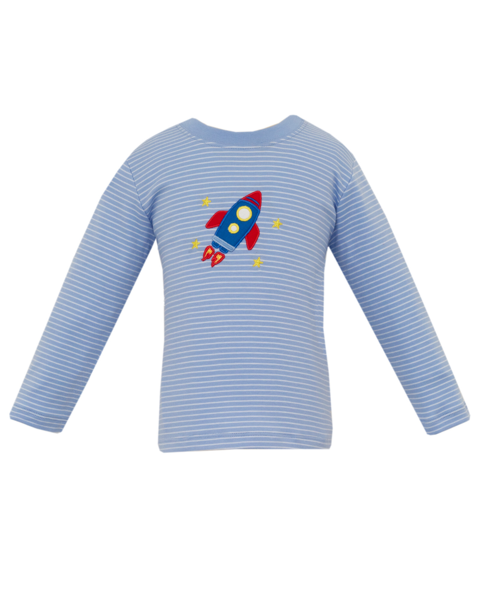Claire and Charlie Blue Stripe Knit Shirt, Rocket