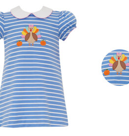 Claire and Charlie Blue Stripe Girls Dress, Turkey