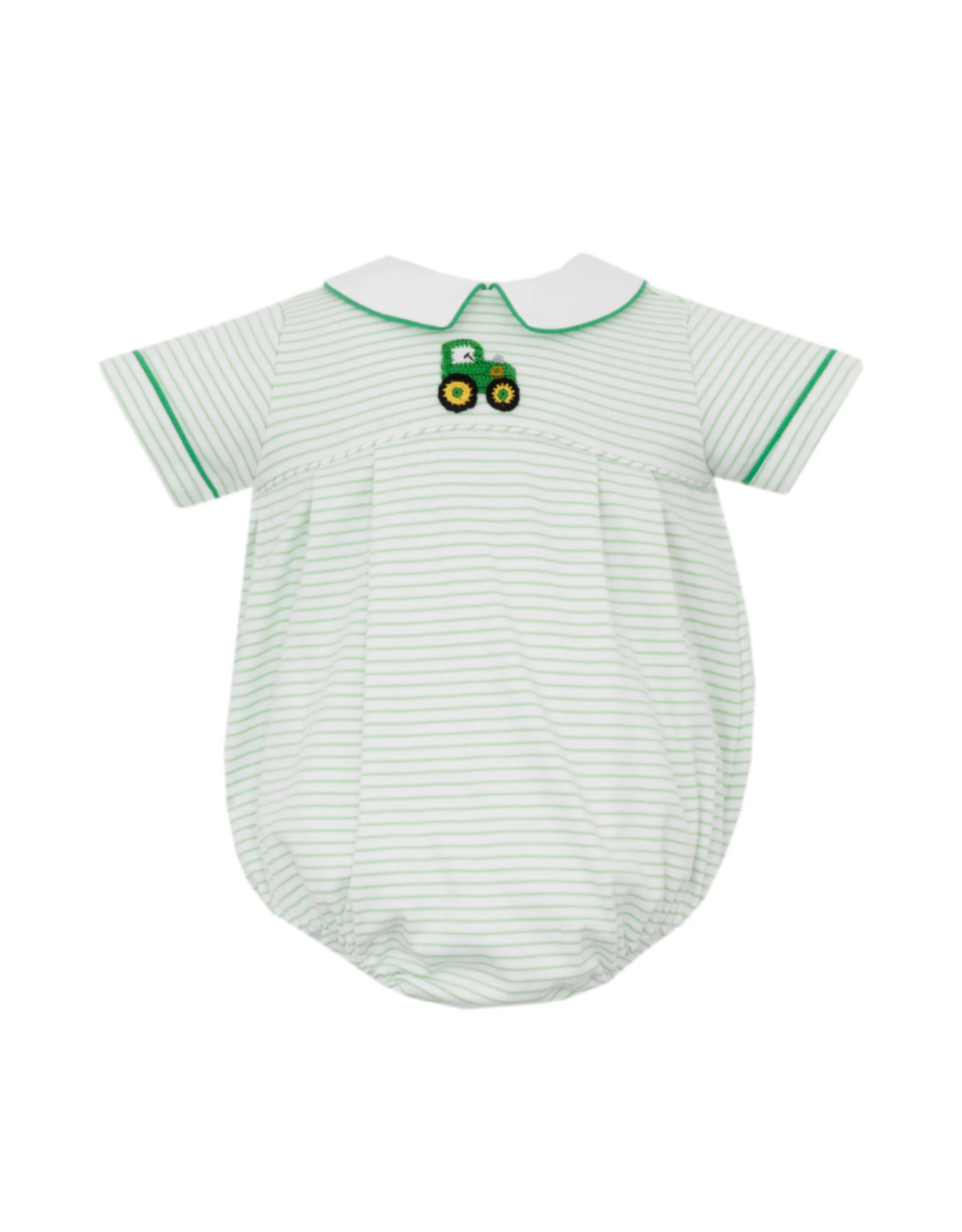 Petit Bebe Green Stripe Crochet Tractor Knit Bubble