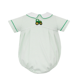 Petit Bebe Green Stripe Crochet Tractor Knit Bubble