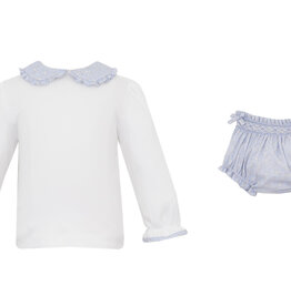 Petit Bebe Blue Liberty Print LS Smocked Bloomer Set