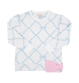The Beaufort Bonnet Company Cassidy Puff Sleeve Crewneck, Belle Meade Bow Blue