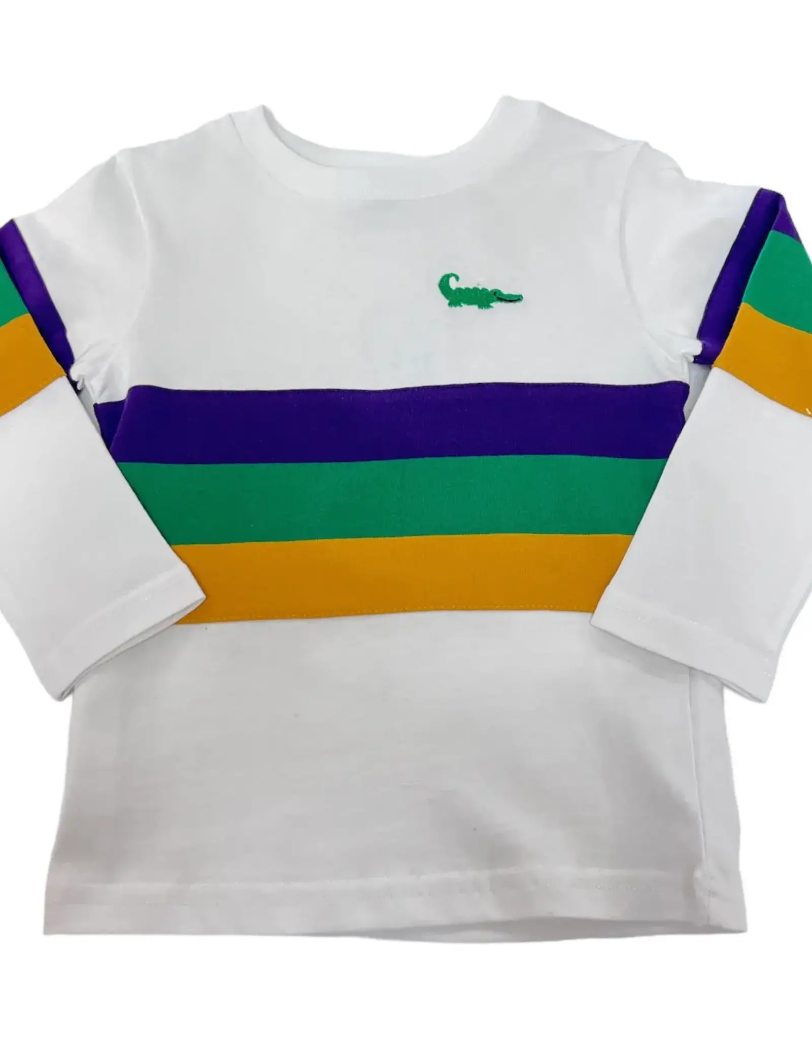 Lulu Bebe LLC Mardi Gras Rugby Long Sleeve Crew Neck Tee