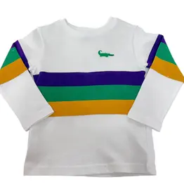 Lulu Bebe LLC Mardi Gras Rugby Long Sleeve Crew Neck Tee