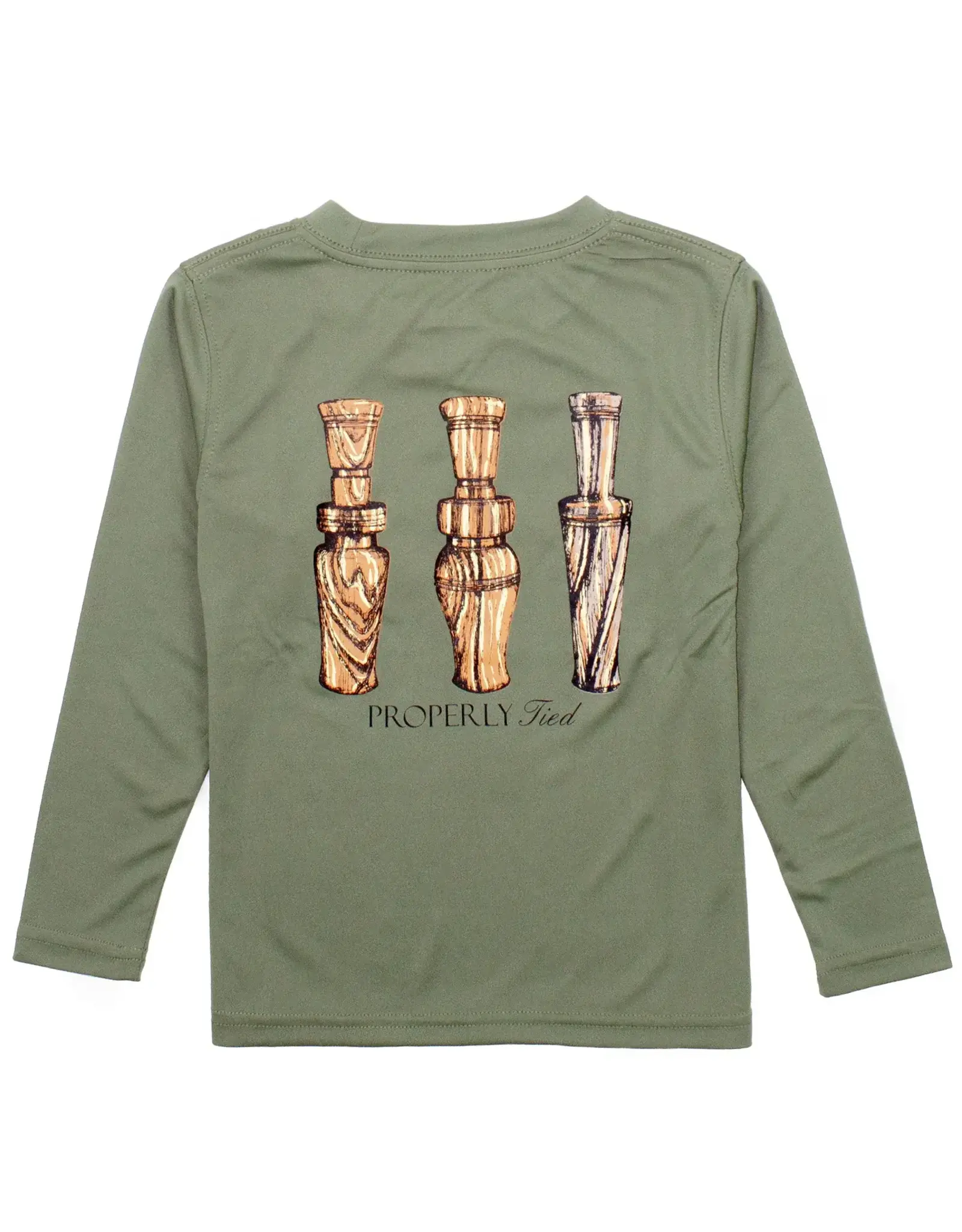 Properly Tied LS Performance Tee, Duck Calls Olive