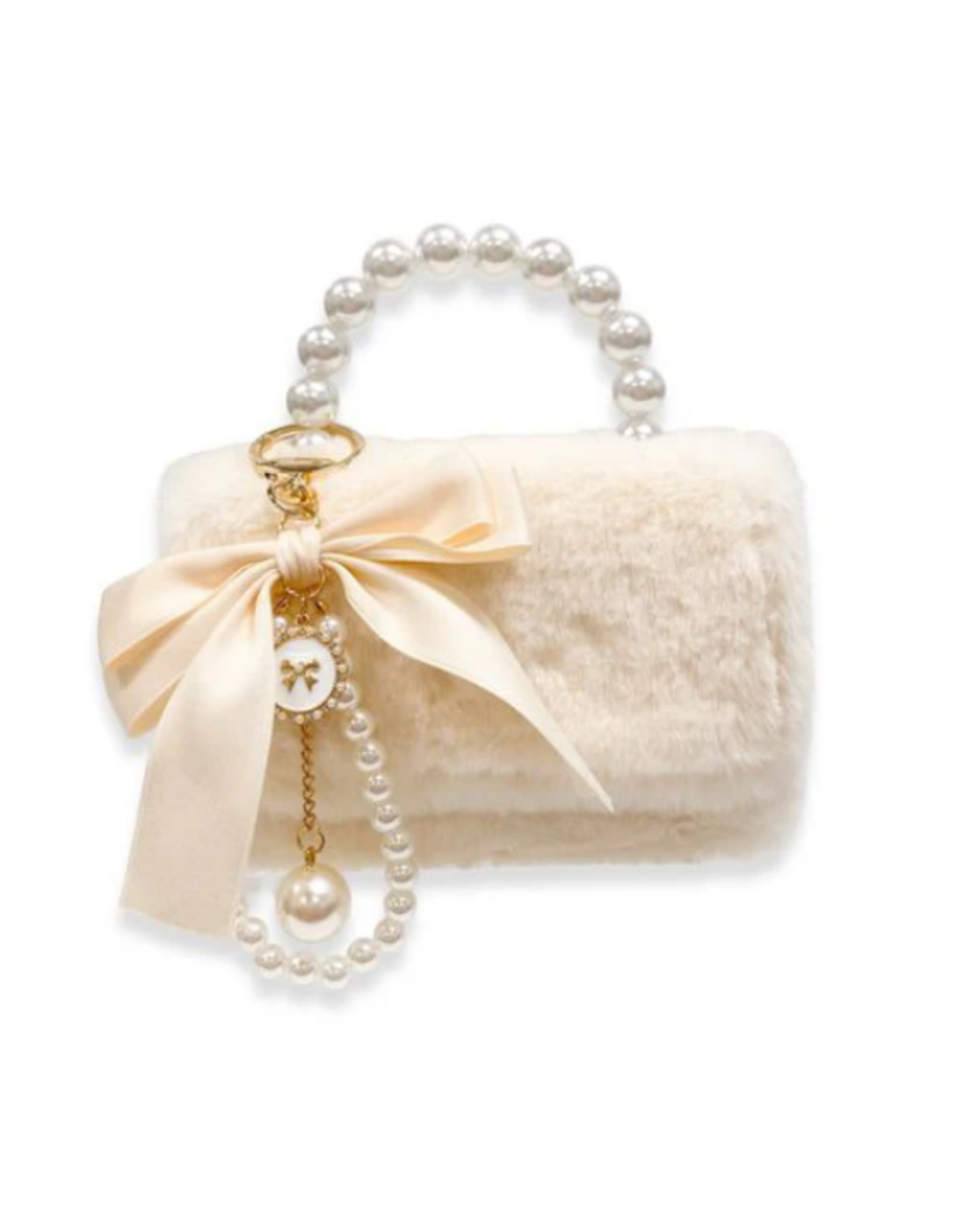 Doe a Dear Furry Purse w/ Charm Beige/Cream